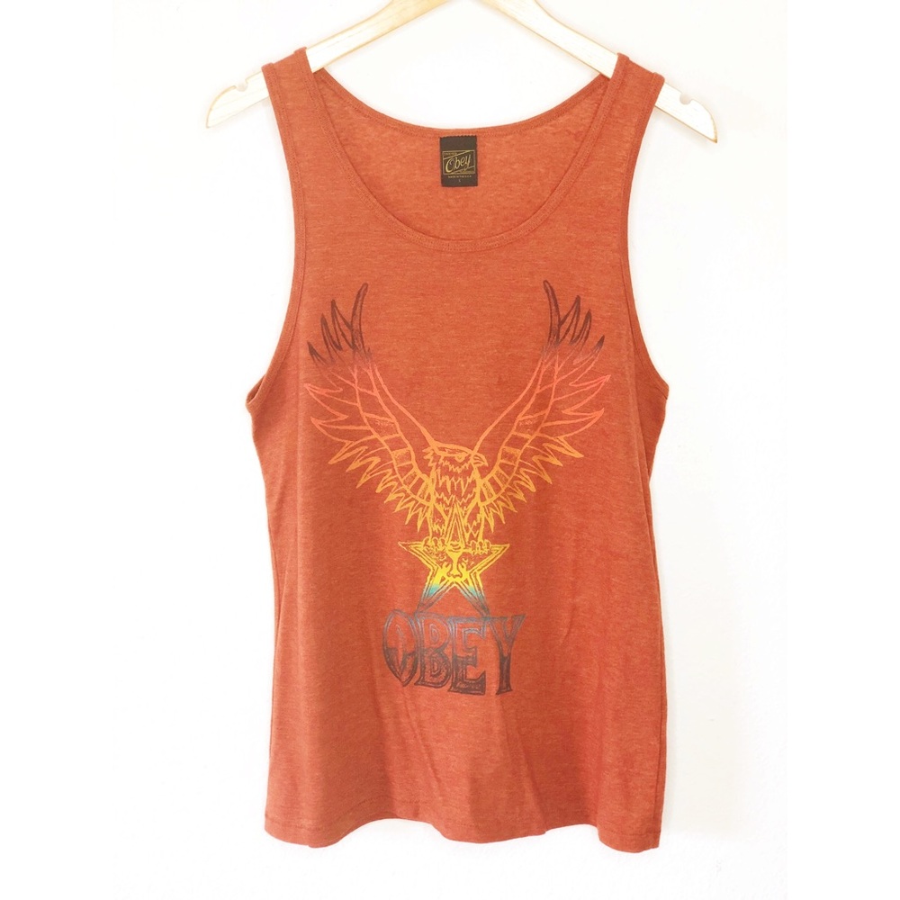 Obey Rust Eagle Tank Top Size Small